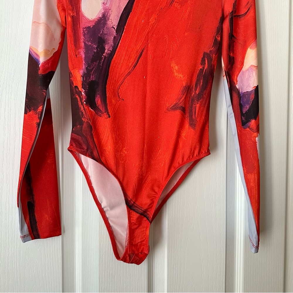 New Zara XEVI SOLA Print Red Long Sleeve Bodysuit Small 1165/019 - Picture 5 of 10